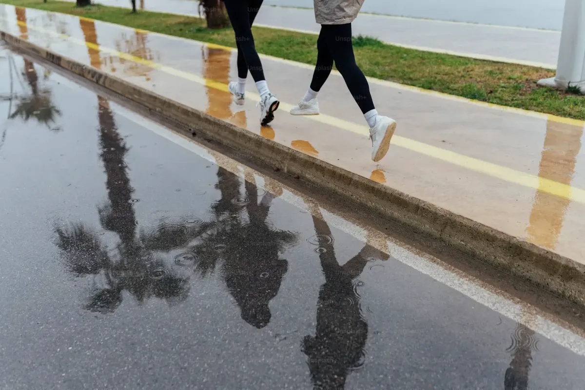 A runner keeping a workout going indoors